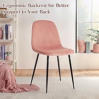 Vista 7 de CangLong Sillas modernas de terciopelo con patas de metal para sala de estar, dormitorio, restaurante, comedor, juego de 4, rosa