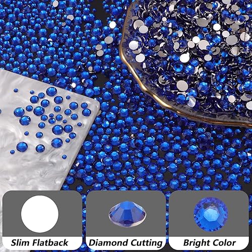 Miniatura 4 de 10000 diamantes de imitación con parte trasera plana para manualidades, diamantes de imitación de cristales azules de 0.079 a 0.198 pulgadas, gemas