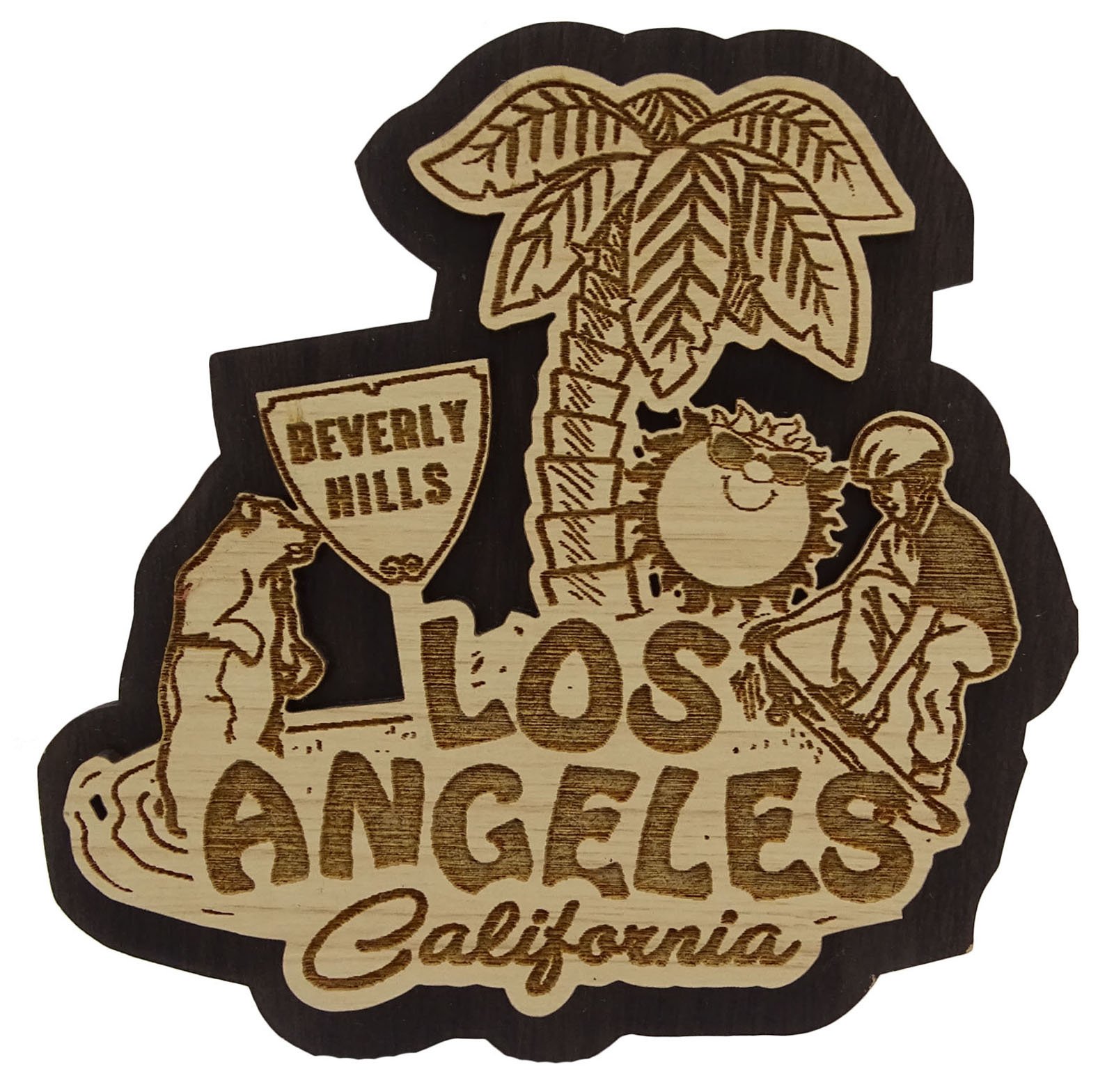Printtoo Los Angeles Wood Engraved Wooden Fridge Magnet Souvenir Gift