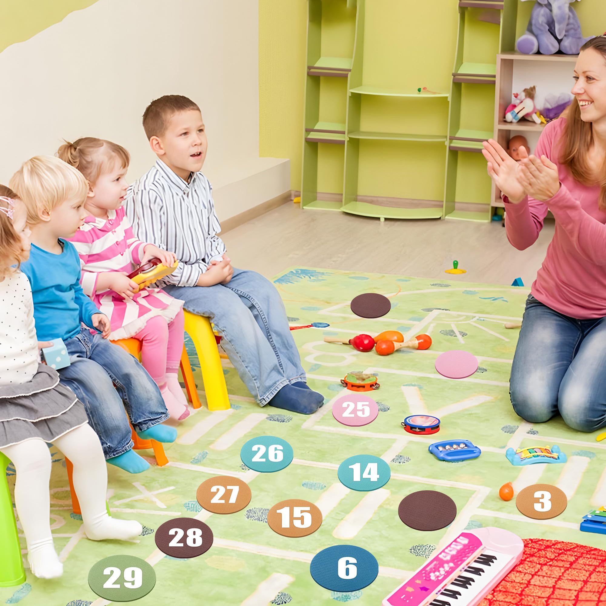 48 Pcs Boho Carpet Spot Markers with Numbers 1-36 Floor Dots for Classroom 4 Inch Sitting Spots Circle Markers Carpet Dots for Teacher Classroom Preschool Elementary Kindergarten Supplies - Image 6