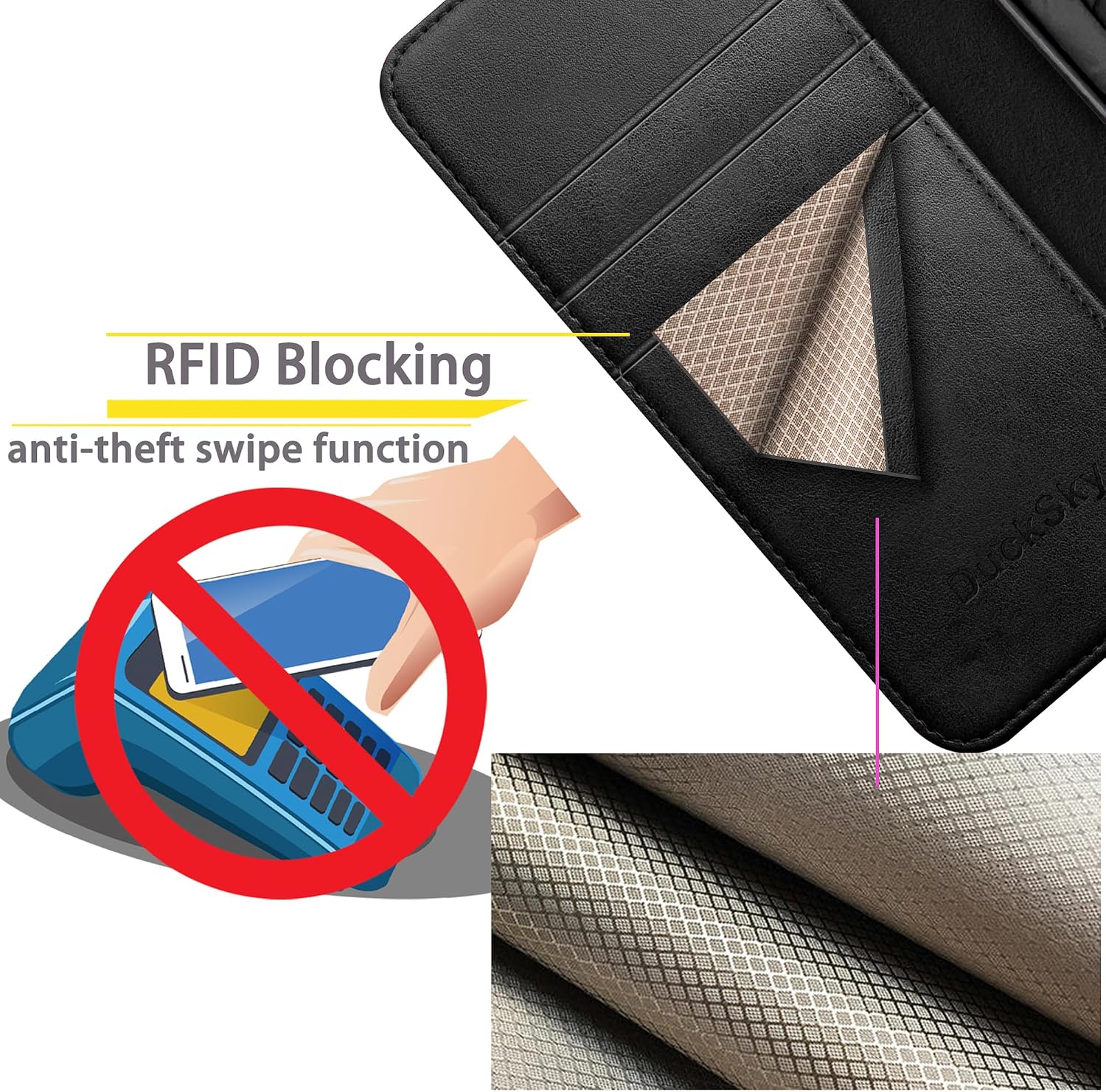 DuckSky for iPhone 7/8/SE 2020/SE 2022 Genuine Leather Wallet case【RFID Blocking】【3 Credit Card Holder】【Real Leather】 Flip Folio Book Phone case Protective Cover Women Men for Apple 7/8 case Black
