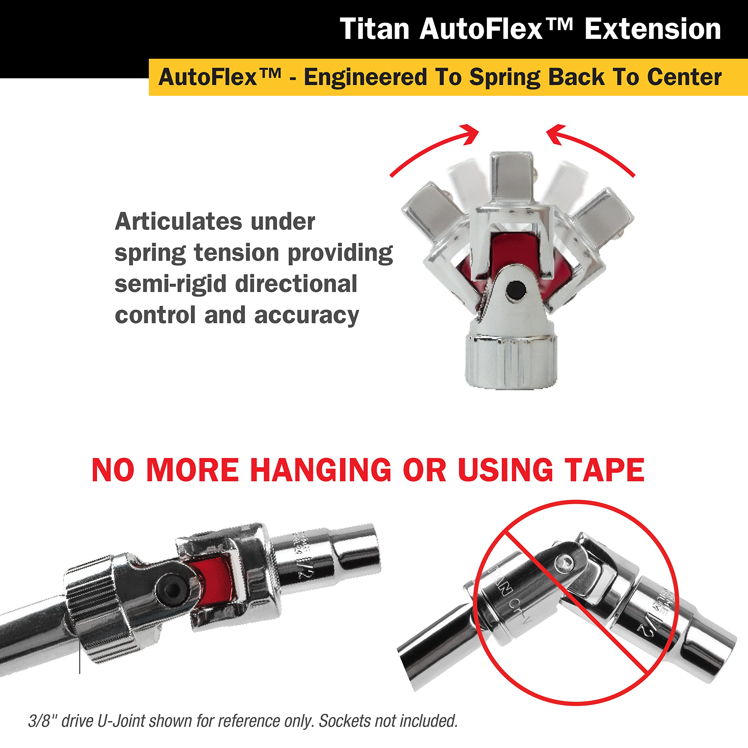 Titan 68108 3/8-Inch x 8-Inch Auto Flex Universal Joint Extension