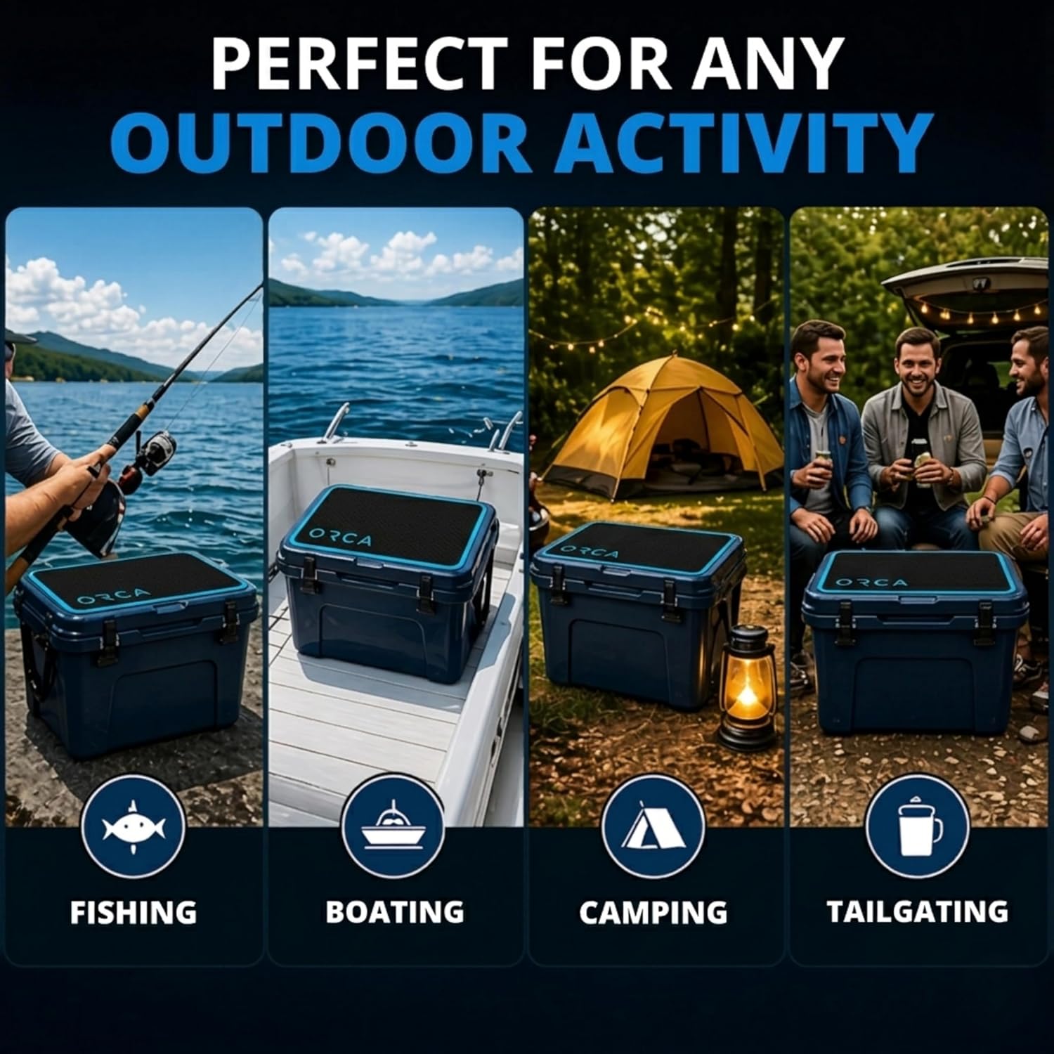 SeaDek EVA Cooler Pad - 6MM Thick ORCA Mat Made for ORCA - Water Resistant Peel & Stick Application Cooler Lid - Adhesive Boat Coolers Pad for Camping, Fishing & Boating