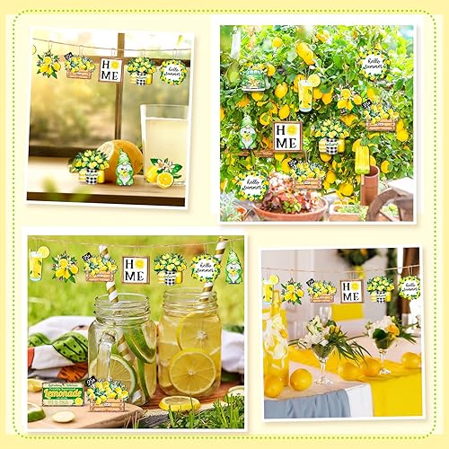 Miniatura 5 de Maitys QE-Maitys-ca901 - 36 adornos de árbol de limón, adornos de verano, gnomos de madera, adornos colgantes con cuerda, decoración decorativa de