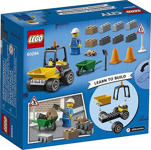 Miniatura 5 de LEGO City Roadwork Truck 60284 Kit de construcción de juguete; juego de construcción de obras viales geniales para niños, nuevo 2021 (58 piezas)