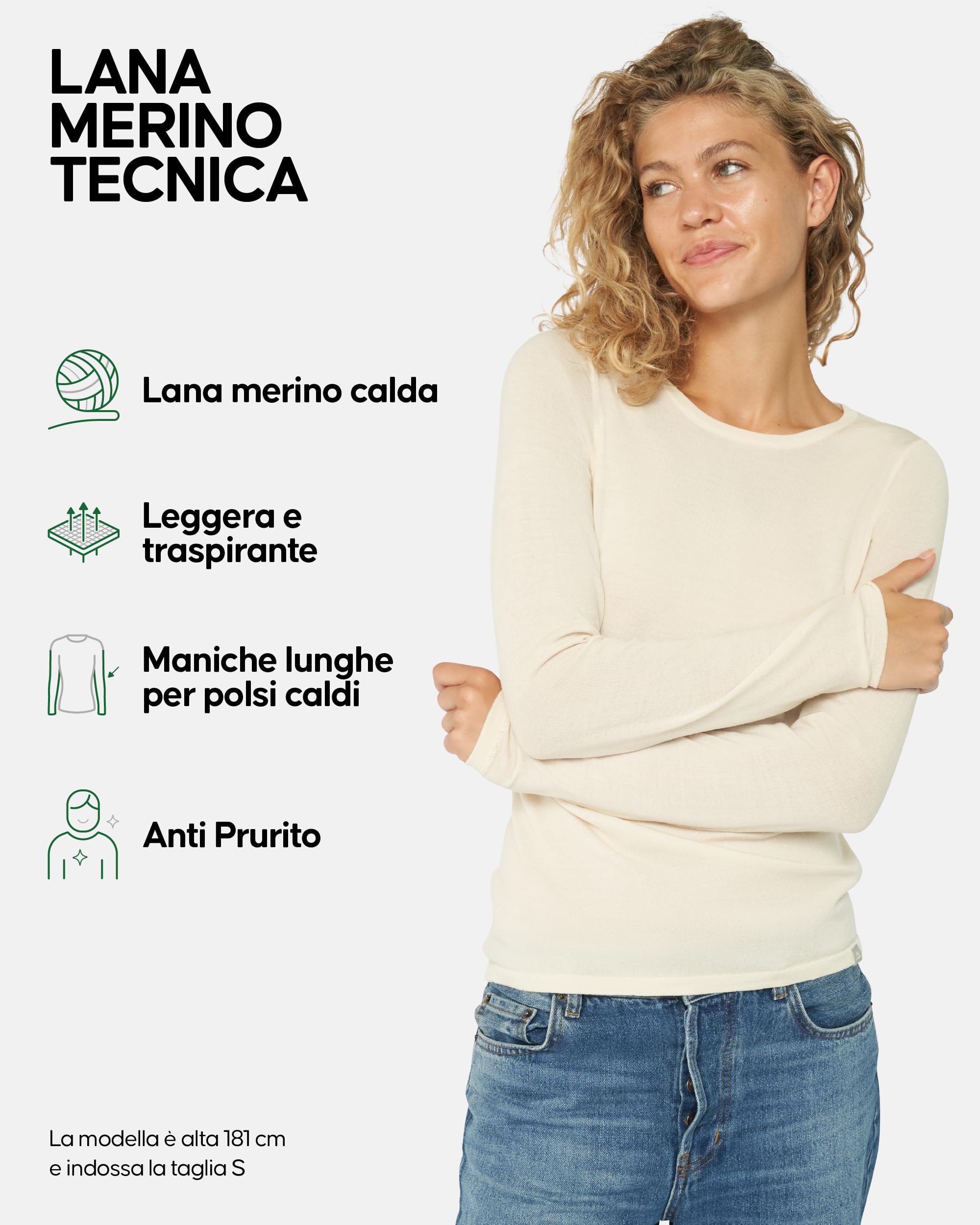 DANISH ENDURANCE Maglia Termica Donna in Lana Merino, Manica Lunga, per Sci, Trekking, Escursionismo