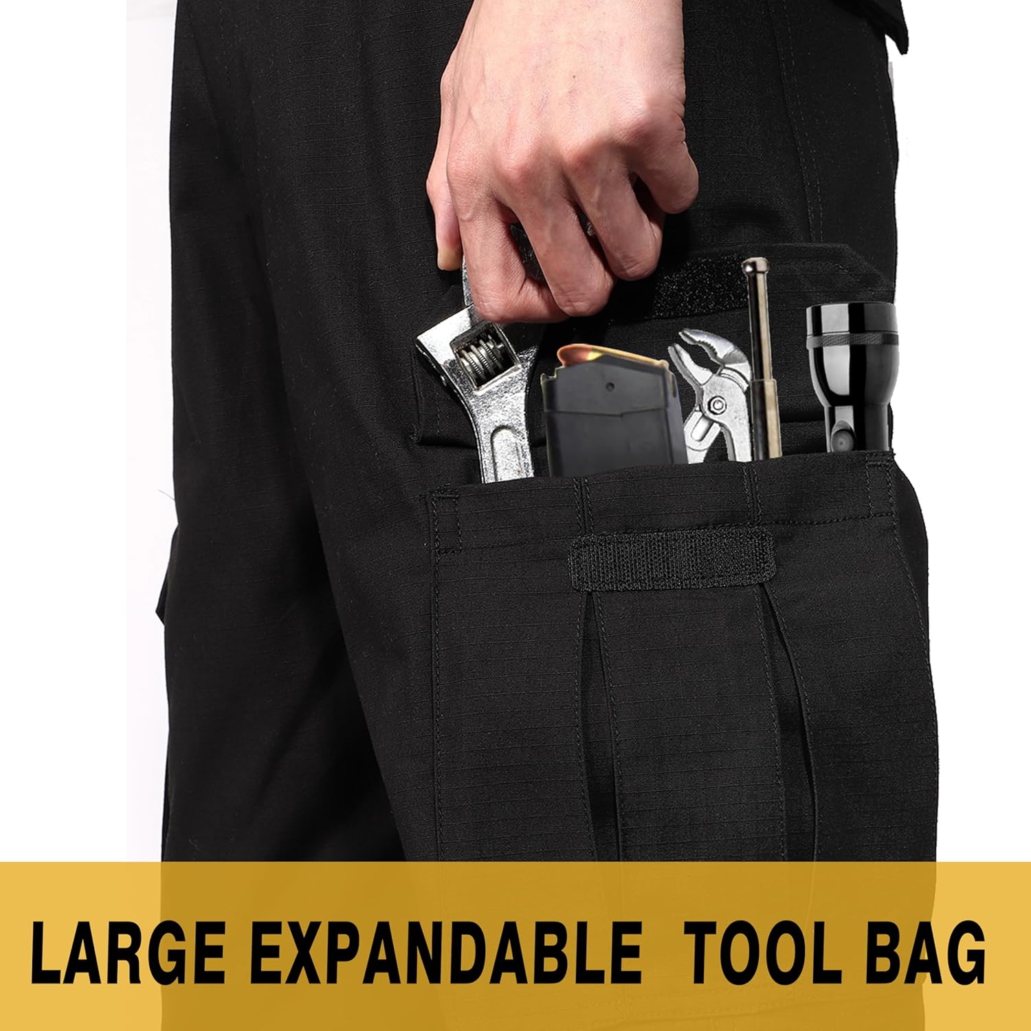 Soulsfeng Men's Work Pants Water Resistant Cargo Pants Outdoor Tactical Hiking Pants - Image 6