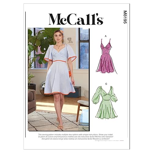 McCall's Misses' Flare Dress Sewing Pattern Kit, Code M8195, Sizes 6-8-10-12-14, Multicolor