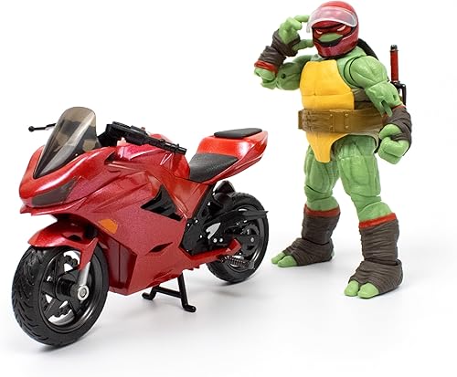 The Loyal Subjects Teenage Mutant Ninja Turtles BST AXN IDW Raphael Figura de acción de 5 pulgadas con bicicleta deportiva metálica 'Candy Coat' y
