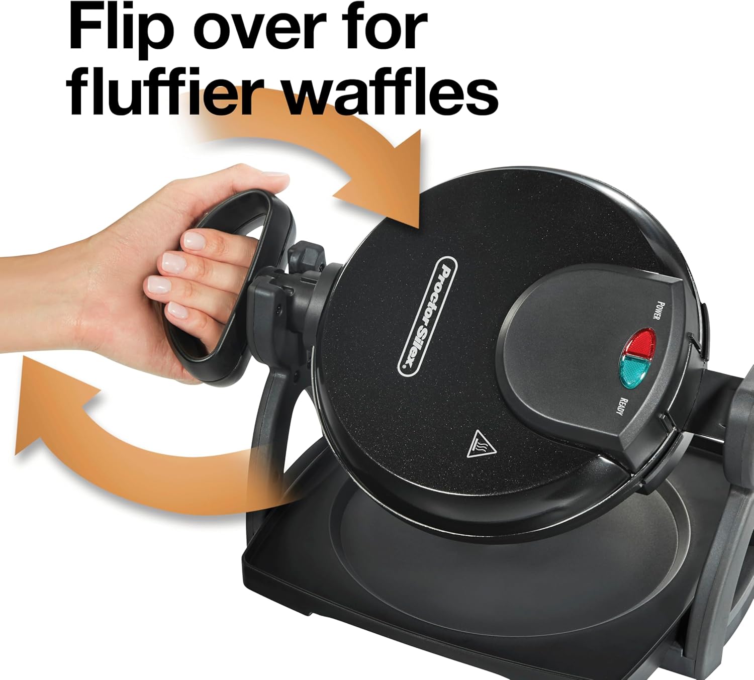 Proctor Silex Belgian Waffle Maker with Nonstick Plates, Single Flip, Cool-Touch Handle and Removable Drip Tray for Easy Cleanup Black (26090PS)