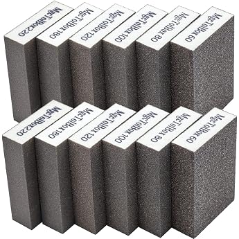Pack of 12 Sanding Sponges 6 Different Sanding Sponge Wood Washable and Reusable Emery Paper Set Suitable for Polishing Various Materials