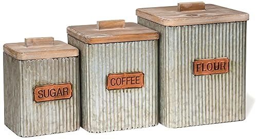 Red Co. Set of 3 Pre-Labeled Sugar, Coffee & Flour