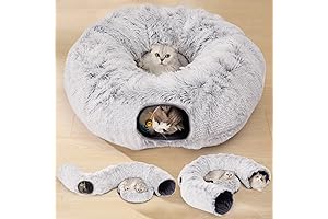 Ultra Plush Round Cat Tunnel Bed- Ultimate Relaxation and Play Haven for Your Feline Friend