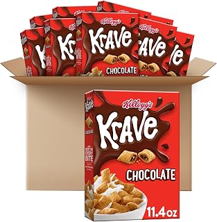 Kellogg's Krave Chocolate Cold Breakfast Cereal 11.4oz 10 Count | 7 Vitamins and Minerals, Kids Snacks