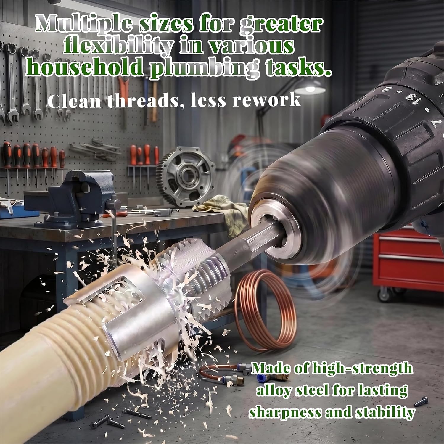 4-In-1 Upgraded Pvc Pipe Threading Tool—Includes Pipe Forming Tools for Cutting 1/2-Inch, 3/4-Inch, and 1-Inch Internal & External Threads, Making It Ideal for Plumbing Repairs and DIY Projects