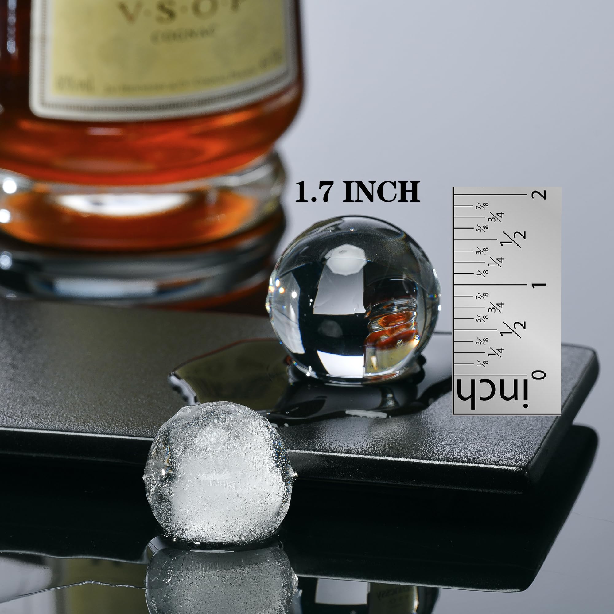 Sphere Eiswürfelbereiter – kristallklare 4,3 cm Eiskugel-Silikonschale, 10 runde Eiswürfelform für Whisky und Cocktail
