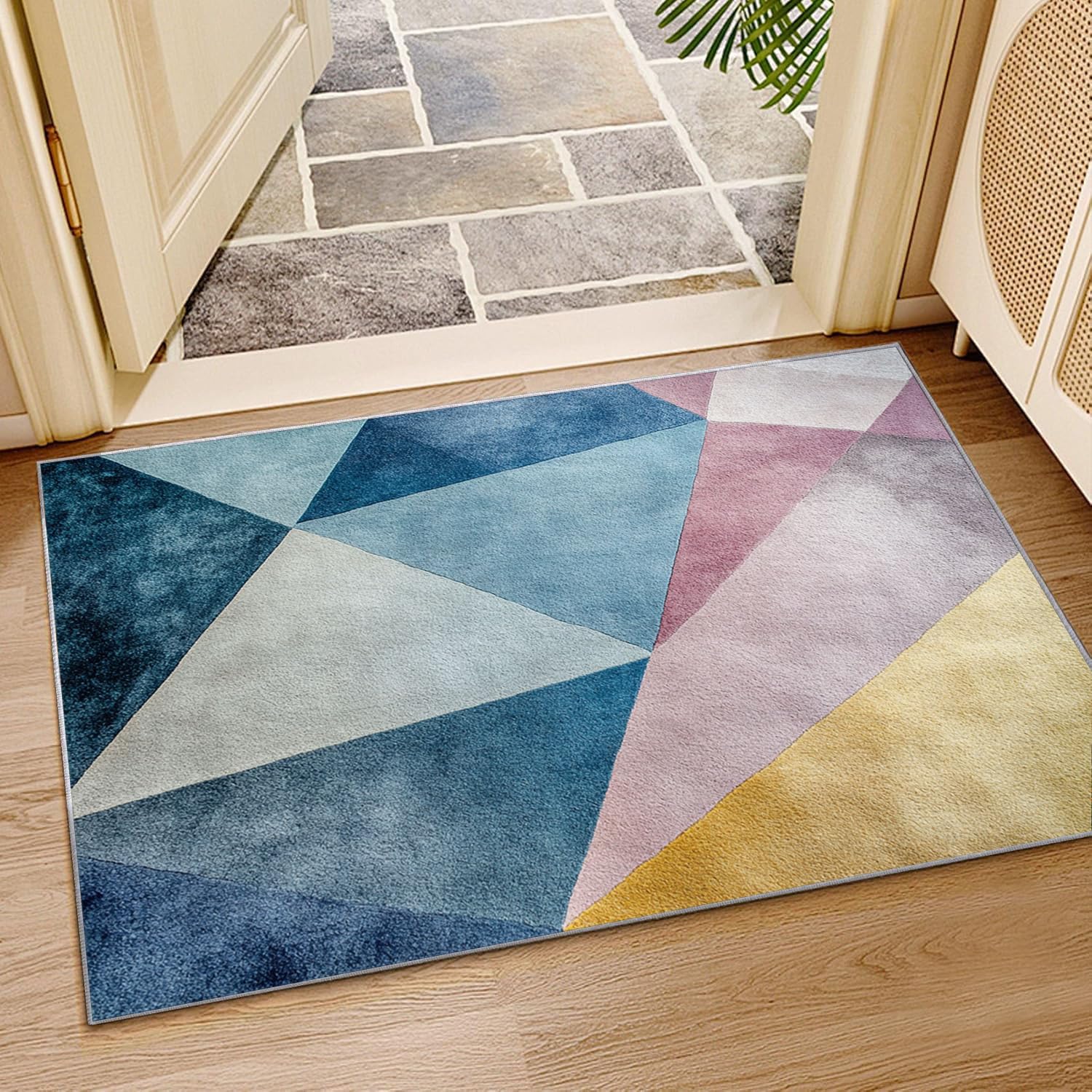 Teppiche Modern Abstrakter Patchwork-Druck Teppich, Wohnzimmer Teppich, Teppiche Wohnzimmer Bunt, Carpet Bedroom, Zimmer Deko.(blau)-180x270cm