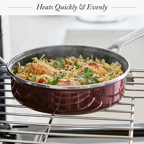 Miniatura 9 de Merten & Storck Utensilios de cocina esmaltados con núcleo de acero hecho a mano europea, sartén de 8 pulgadas, inducción, libre de PFAS y PTFE,