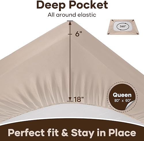 Miniatura 59 de OhGeni Protector de colchón 100% impermeable, sábana bajera con bolsillos profundos, material suave transpirable sin ruido de alta calidad, funda de