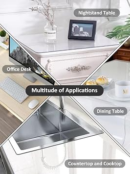 Clear Table Protector 100x200x0.2cm PVC Tablecloth Plastic Tablecover Wipeable Heat Resistant Transparent Table Protector for Dining Room Tables,Coffee Tables