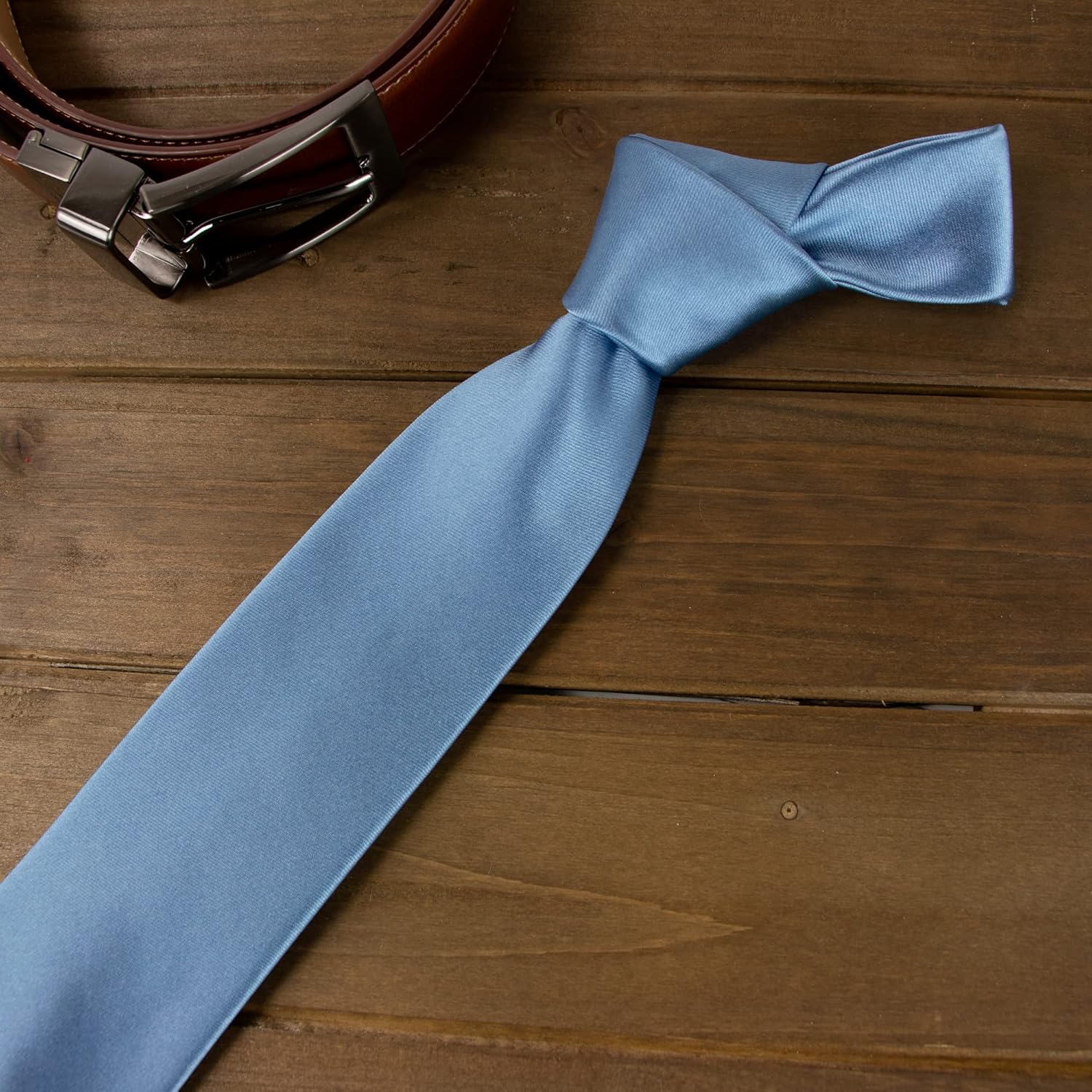 Spring Notion Men's Solid Color Satin Microfiber Tie, Regular and Skinny Width - Image 3