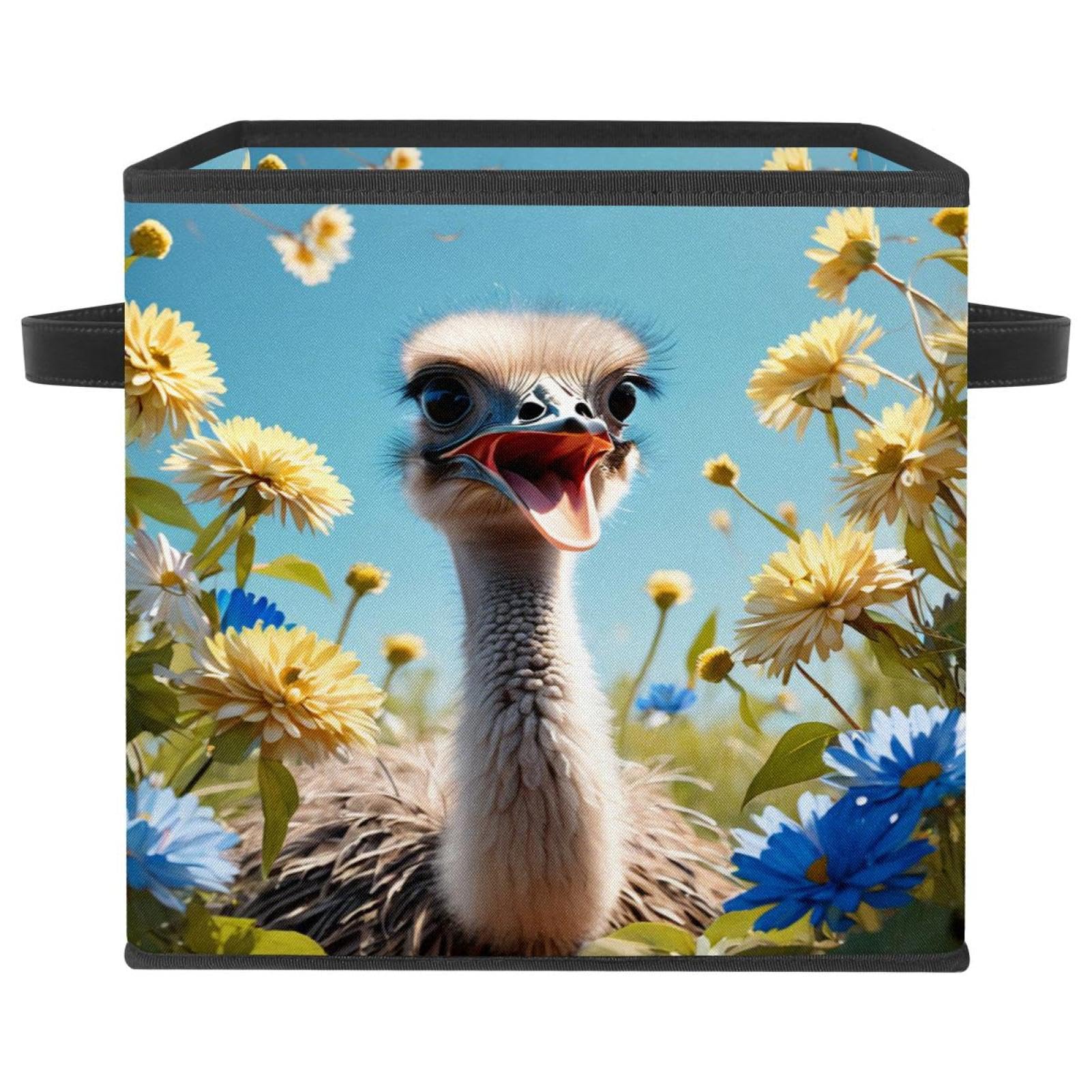 Boîte de rangement pliable pour éliminer le désordre avec style motif autruche