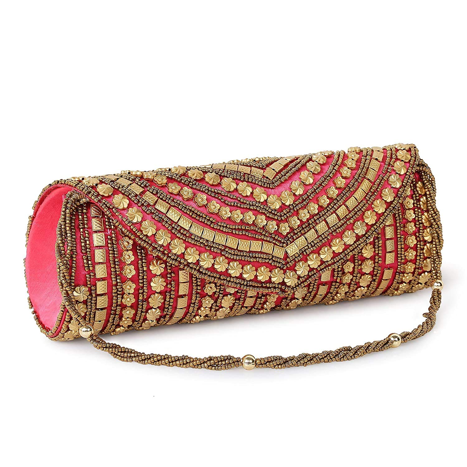 Ags TRADERS WOMENS ETHNIC, DESIGNER, HANDCRAFTED SILK PARTY CLUTCH - PINK (B08XQB82SH) Amazon Price History, Amazon Price Tracker