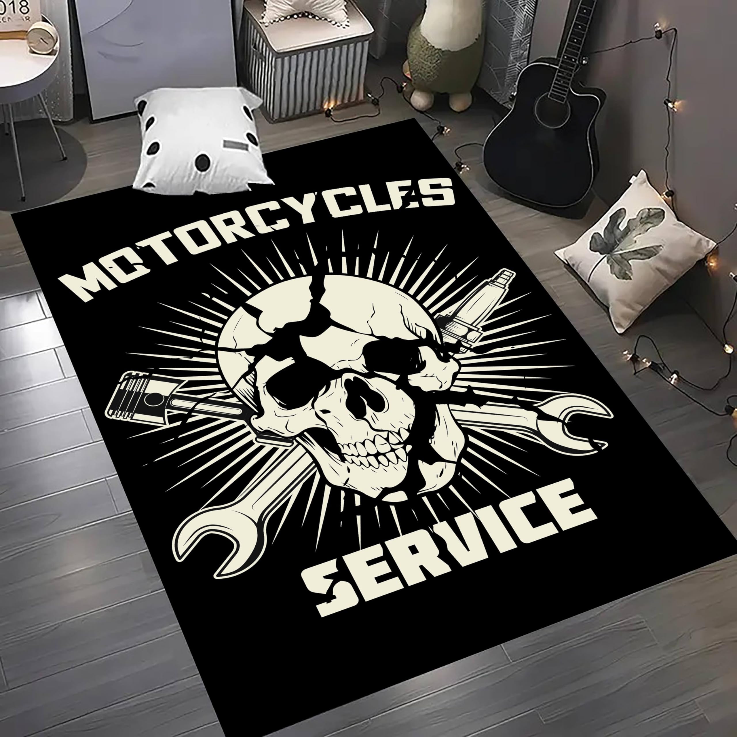 Gothic Skull Area Rug 5x8ft Vintage Black and White Snake Flowers Halloween Rug Fun Carpet Cool Rugs Horror Floor Mat Doormat Goth Room Decor for Hallway Living Room Bedroom Bedside: Skull 6 3x4ft