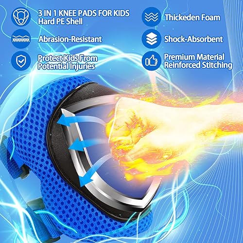 Miniatura 2 de Sakiyrmai Juego de rodilleras para niños y niñas, rodilleras y coderas con muñequeras 3 en 1 para niños de 3 a 8 años, patinaje, ciclismo,