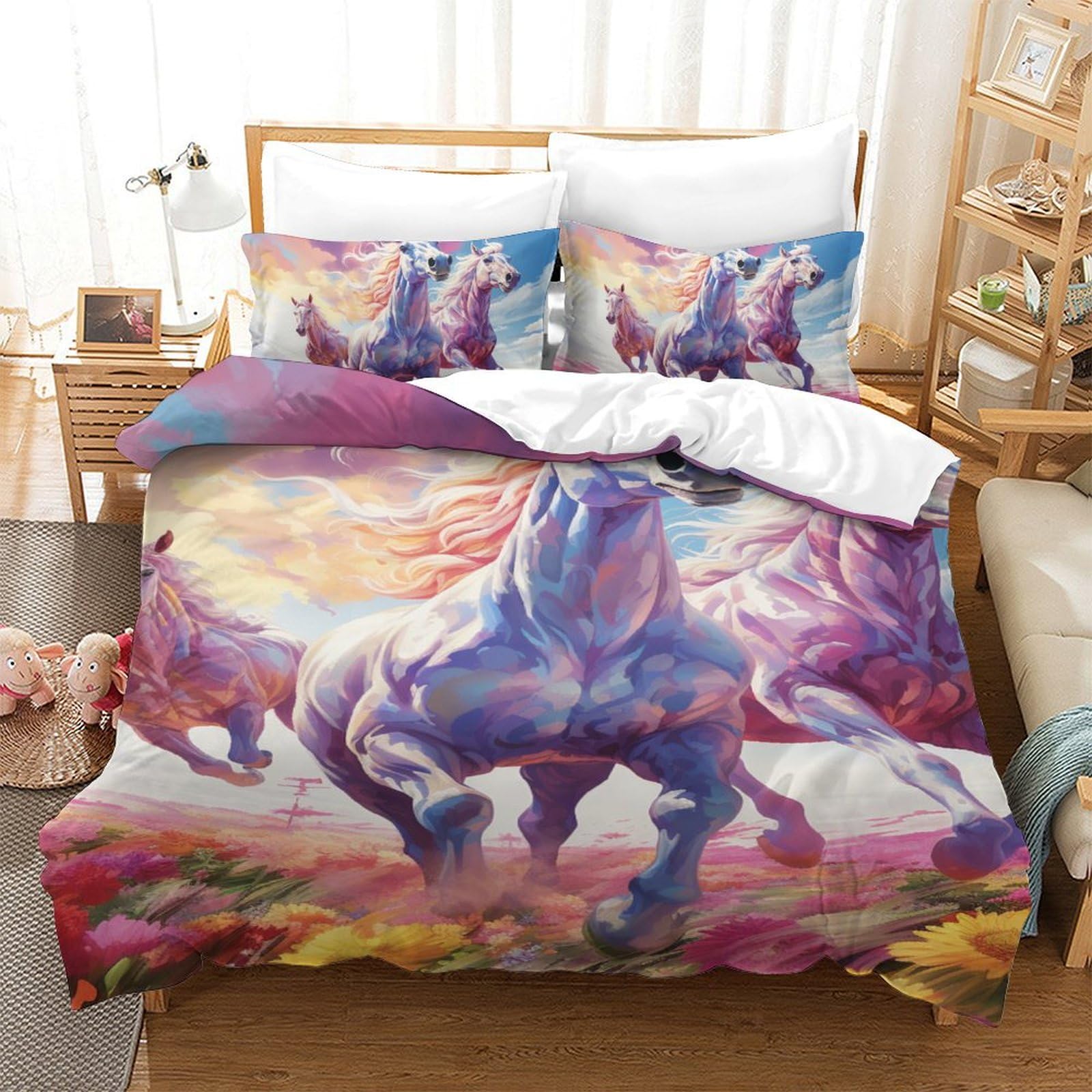 Housse de couette cheval 3D pour transformer la chambre des enfants