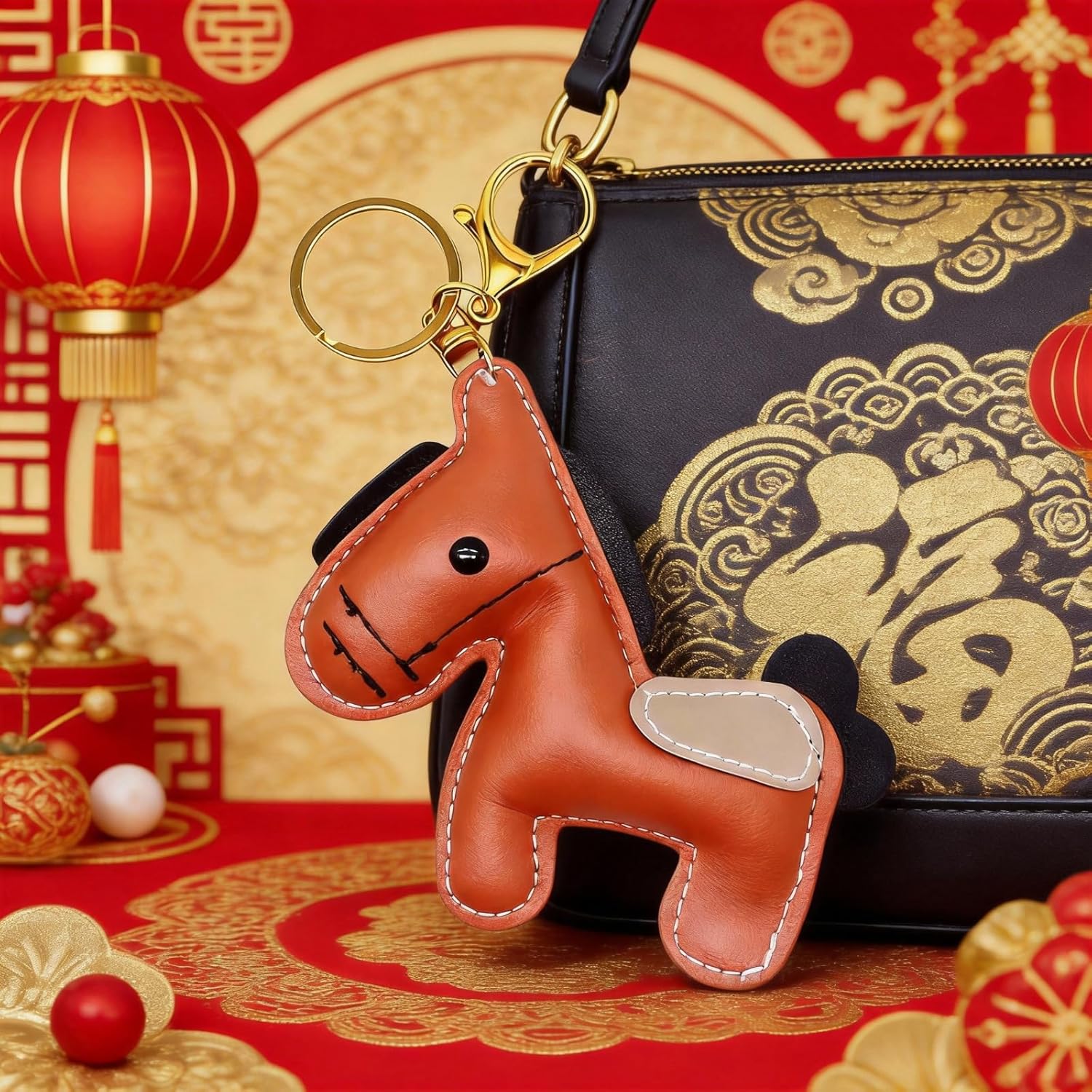 Horse Keychain Horse Bag Charm Leather Bag Charms for Handbags Year Of the Horses 2026 - Image 2