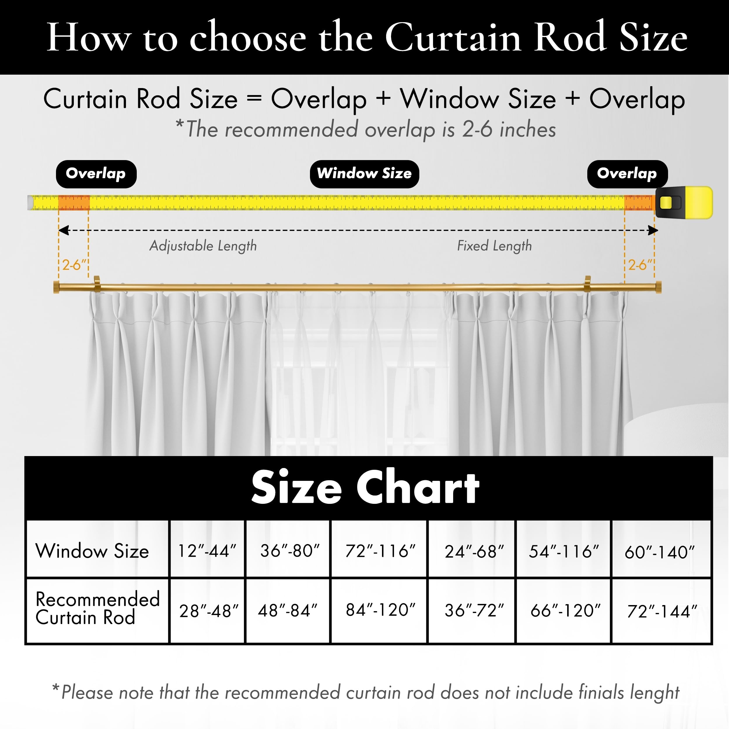 Meriville 1-Inch Diameter Nathan End Cap Single Window Treatment Curtain Rod, 48-Inch to 84-Inch, Royal Gold