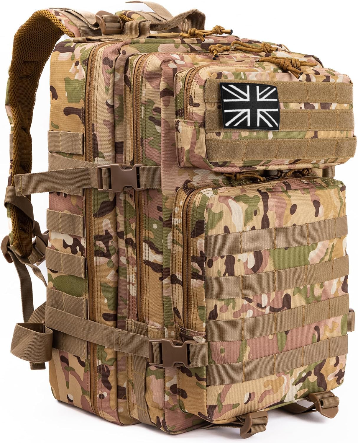 Panavage | Military Tactical Backpack 45L | Waterproof Rucksack with MOLLE, Laptop Compartment | 3-Day Assault Pack for Hiking, Camping, Hunting | Unisex (Cp Camo)