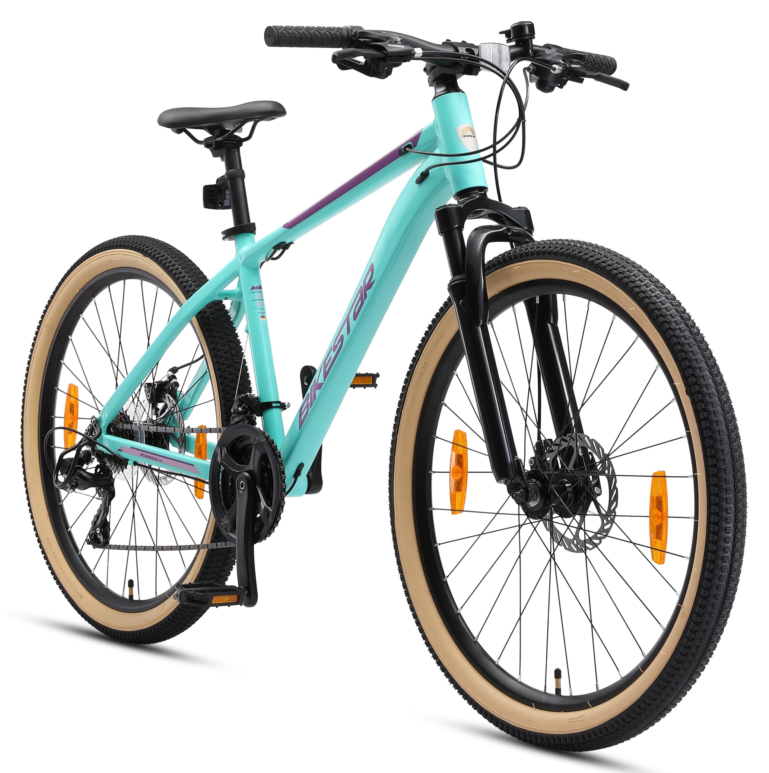 BIKESTAR Hardtail Aluminium Mountainbike Shimano 21 Gang Schaltung, Scheibenbremse 26 Zoll Reifen | 13 Zoll 16 Zoll Rahmen Alu MTB | RISIKOFREI TESTEN