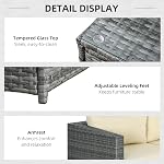 Outsunny 3 Pieces Garden Rattan Furniture Set, 4 Seater Wicker Patio Furniture Outdoor Conversation Set with Loveseats Coffee Table Cushions for Backyard Pool, Beige