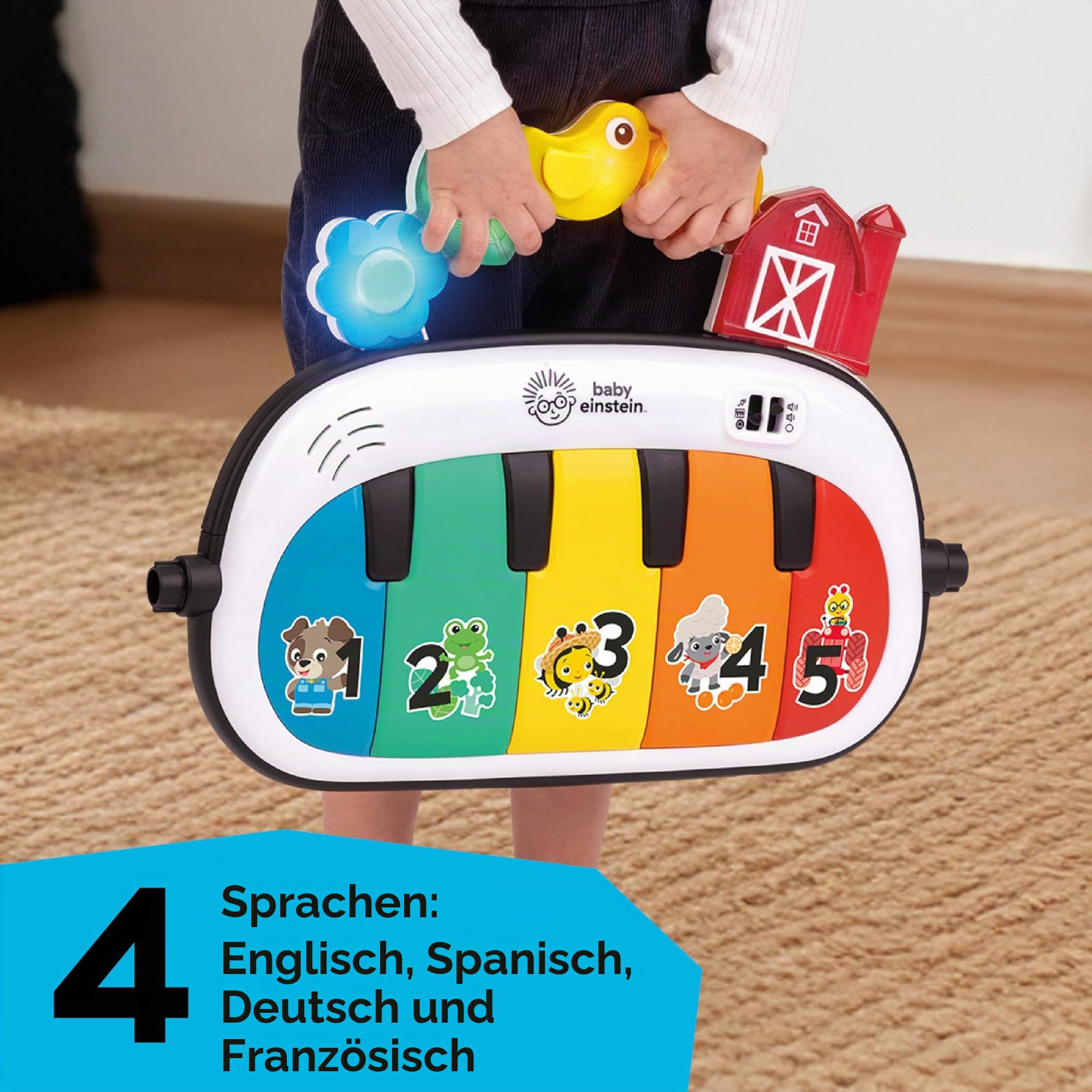 Baby Einstein Farm Explorers 4-in-1 Kickin' Tunes Musical Meadow Musik- & Sprachentdeckungs-Spielbogen, Spielmatte mit Kick-Piano, ab 0 Monaten