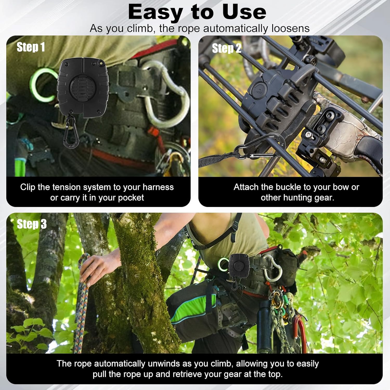 Treestand Gear Hoist, 32.8ft Retractable Bow Hoist for Hunting Gear Hoist Tree Stand Rope Hoist Accessories for Hunters Forest Treestand Hunting Bow Tools