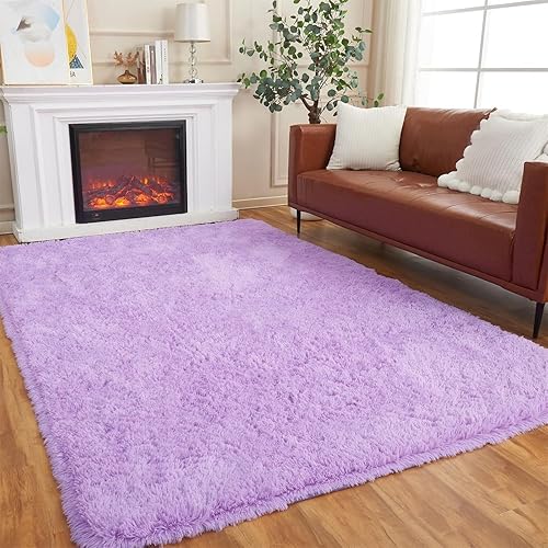 Miniatura 105 de AMTOVO Alfombras de área para sala de estar, 6 x 9 pies, color negro y gris, alfombra grande y esponjosa, alfombra para dormitorio, alfombra