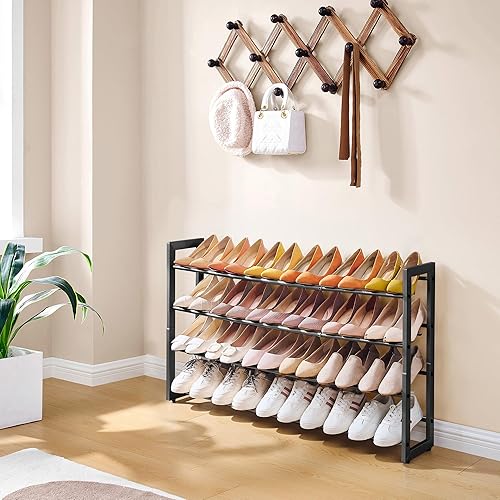 Miniatura 2 de FAVOOSTY Zapatero expandible de 4 niveles, estante ajustable para zapatos, organizador de almacenamiento que ahorra espacio, estante de metal para