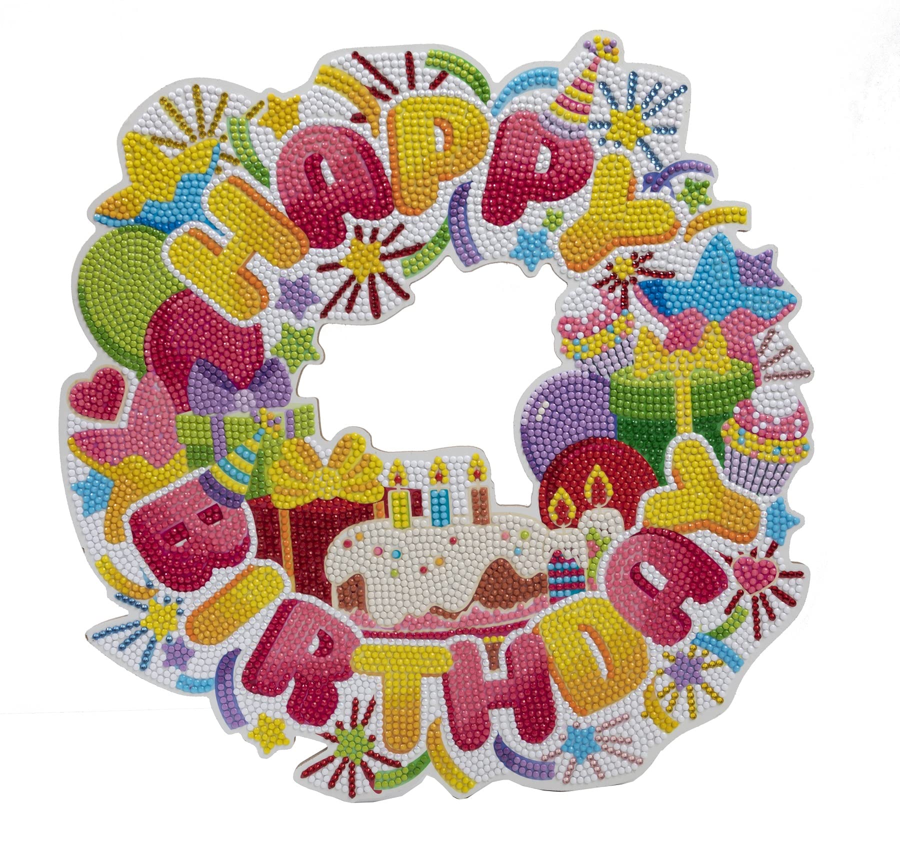 Birthday Wreath Kit - 30X30cm Craft Buddy Mounted Crystal Art / Diamond Painting Kits - 30Cm X 30Cm & 40Cm X 50Cm (Birthday Wreath Kit - 30X30cm)