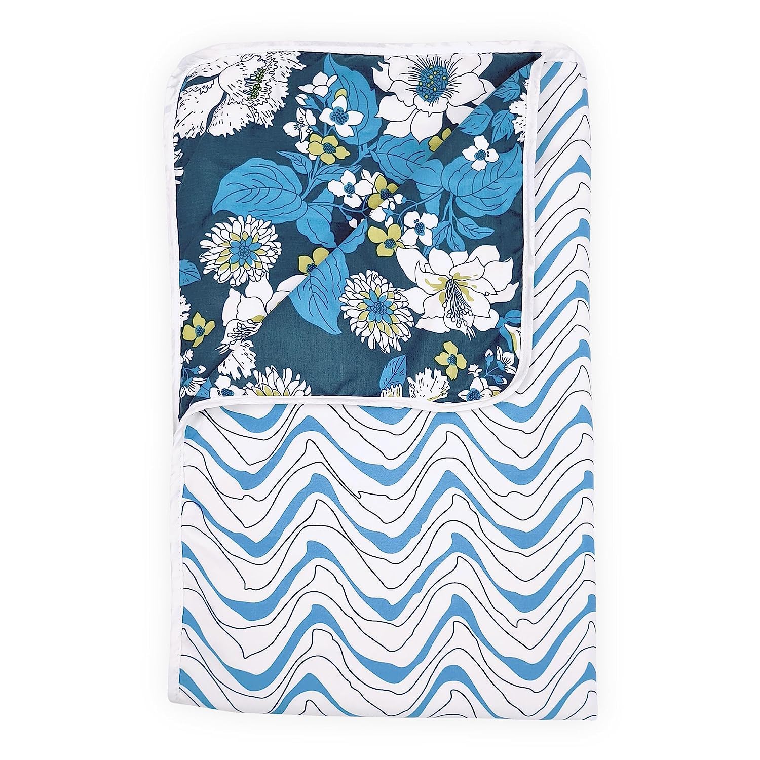 Divine Casa 120 GSM Microfiber Single Dohar | Soft & Lightweight Throw Blanket | Cozy & Breathable | All-Season Comfort | 210 x 140 CM | Floral Pattern | Galaxy Blue & White
