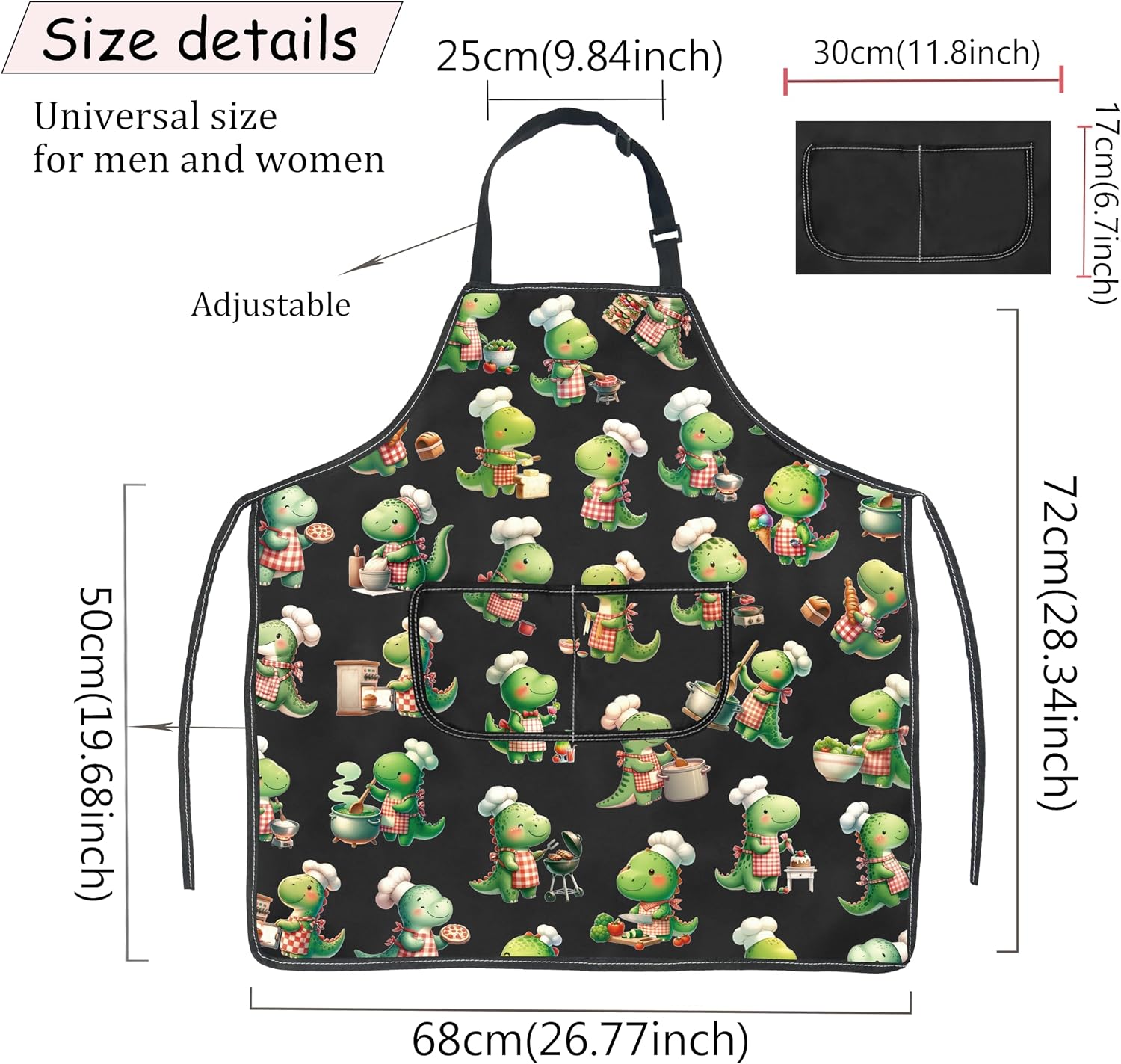 JXGZSO Funny Dinosaur Apron Cooking Lover Gift Dinosaur kitchen image 2