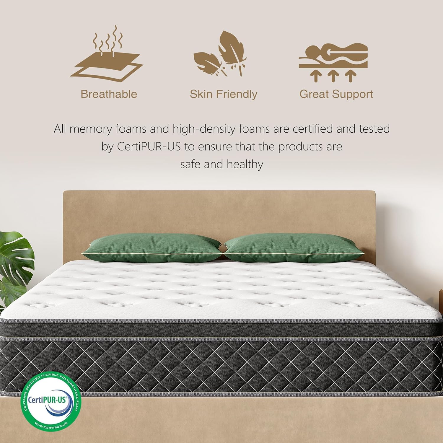 Hybrid Mattress in a Box,Memory Foam with Individual Pocket Springs for Motion Isolation, Silent Sleep, Lumbar Support & Pressure Relief (10inch, King (U.S. Standard))