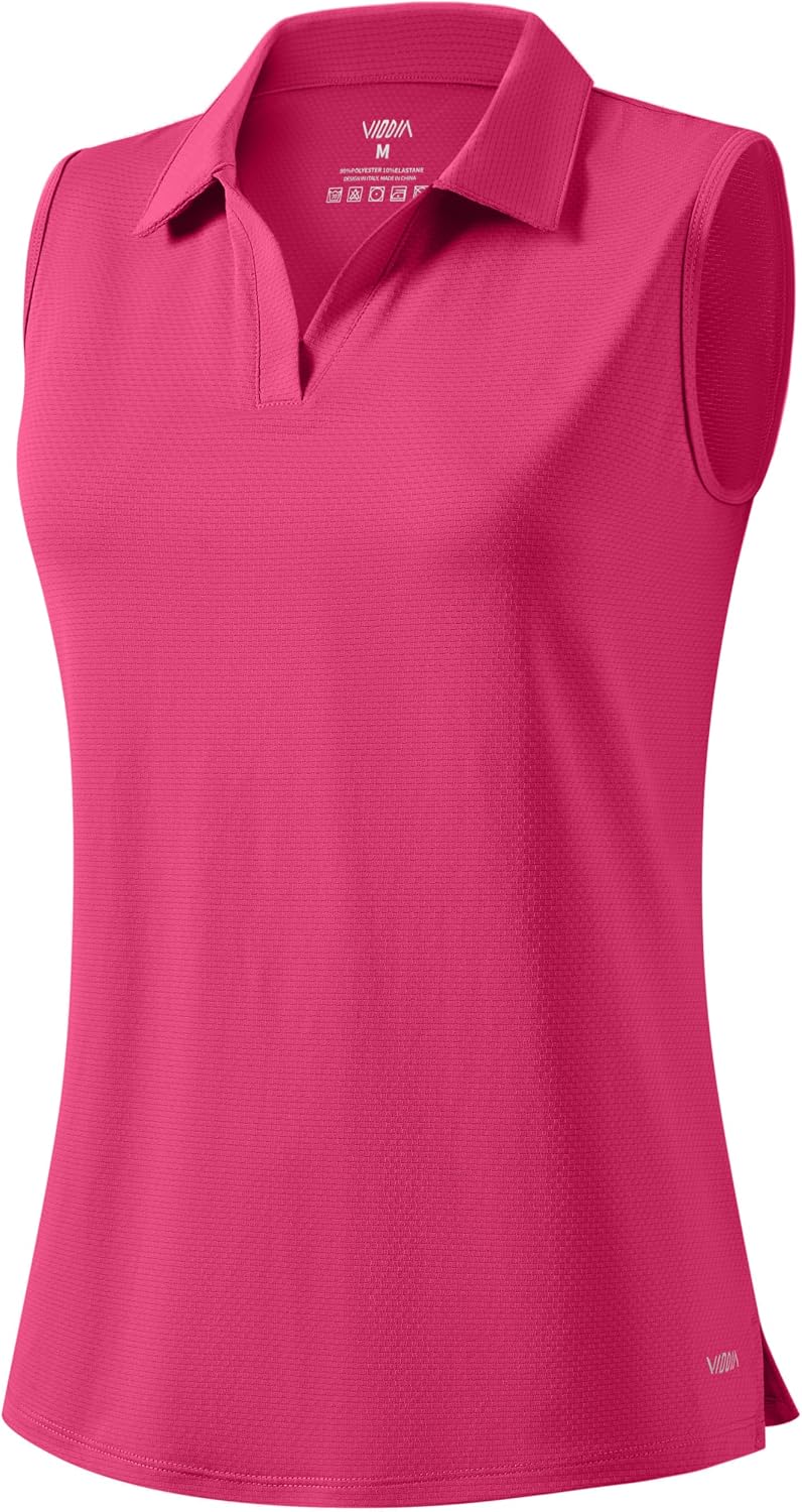 Viodia Women's Sleeveless Golf Polo Shirts | Lightweight, UPF 50+, Quick Dry, V Neck, Collared Shirts, Tennis, Tank Top, Breathable, Summer Casual