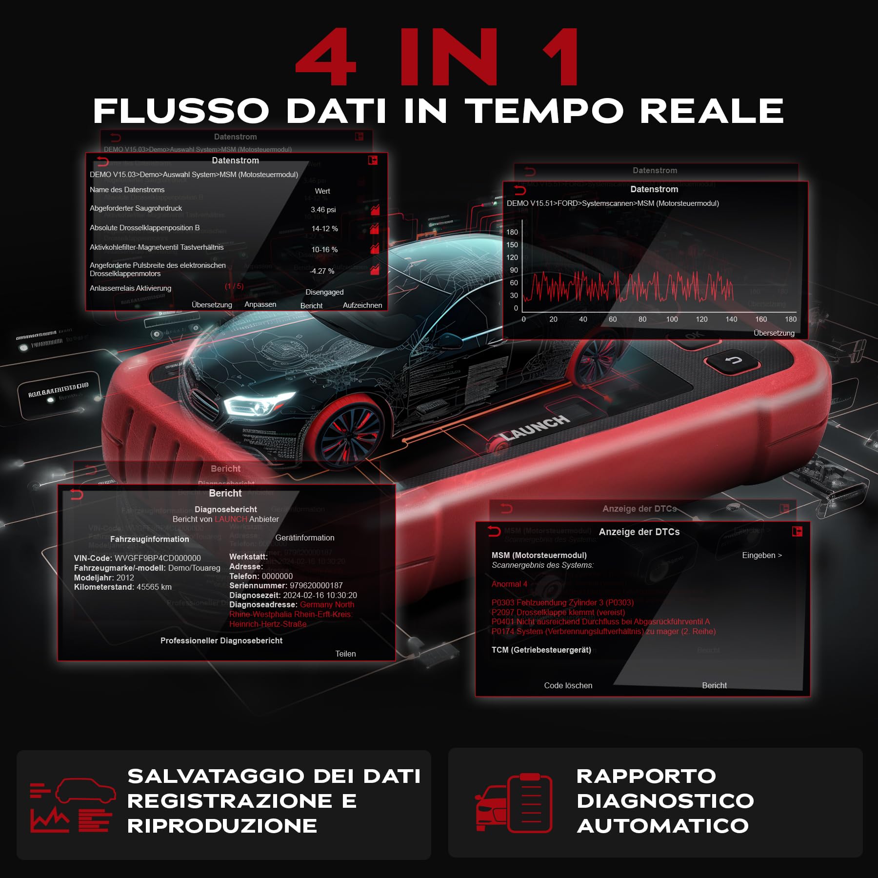 LAUNCH CRP129 EVO + V3 Scanner OBD2 Auto, 4 Sistemi e 13 Servizi | Diagnosi motore, ABS, SRS e cambio, codifica ECU, CAN FD e DoIP, aggiornamenti WiFi gratuiti a vita