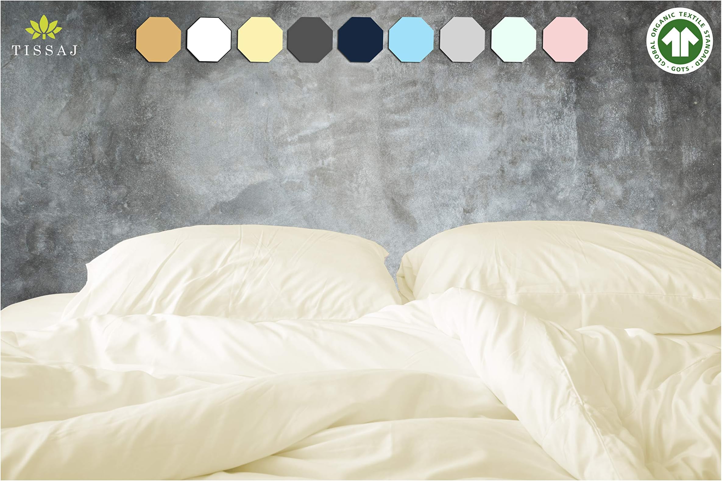 Organic Cotton Duvet Cover Queen/Full โ Natural โ GOTS Certified โ Soft & Smooth Sateen Weave โ Secure Fit with Corner Ties & Envelope Closure โ Premium Bedding โ Machine Washable โ Tissaj