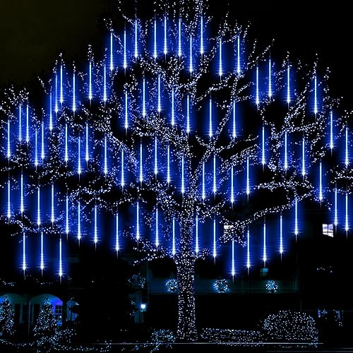 Miniatura 3 de pinlo Meteor Shower Rain Lights, 8 Tube LED Waterproof Icicle Snow Fall Cascading Lights, Outdoor Rain Drop Lights for Holiday Party Garden Home