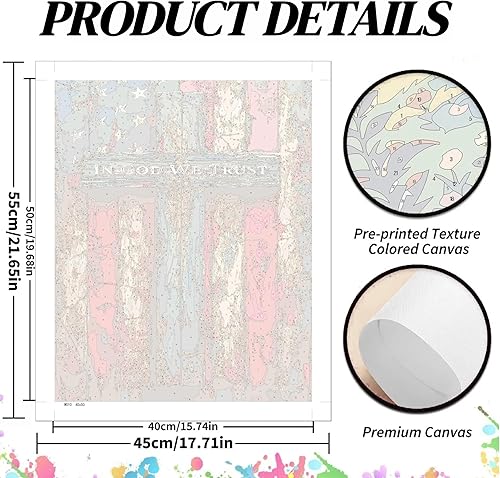 Miniatura 2 de koemhxb Kit de pintura por números de bandera estadounidense para adultos, pintura patriótica por números, kits de pintura cruzada para adultos por