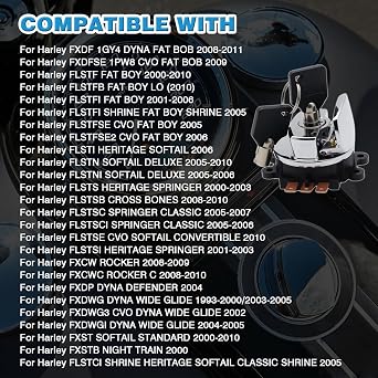Ignition Switch Lock with 2*Keys Compatible with Harley-Davidson Road King Dyna Softail,Round Key Ignition Switch Replace for 71501-93 71313-96