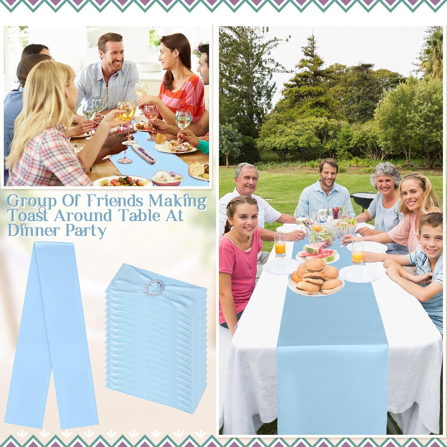 Newwiee 108 Pcs Spandex Chair Sashes Bows with Buckle Baby Shower Stretch Chair Elastic Bands Ties for Wedding Fiesta Party Banquet Hotel Events Ceremony Birthday Decoration (Sky Blue)